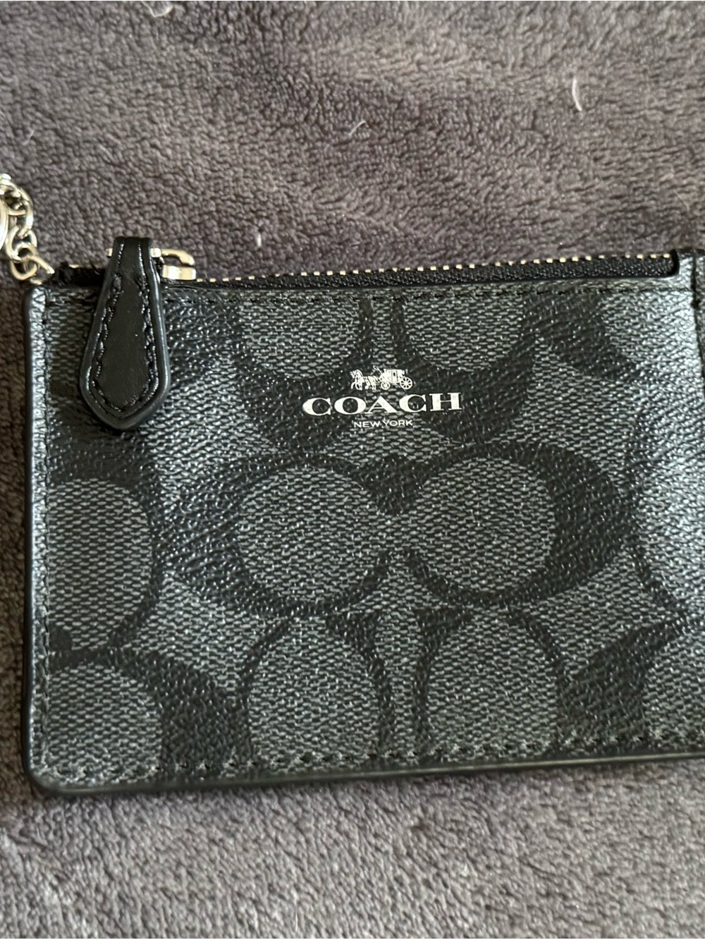 COACH Black Signature Zip Coin Case Wallet